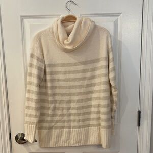 NWOT Cozy Striped Turtleneck Sweater - Cream and Gray